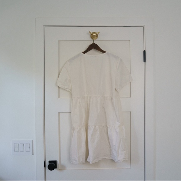 Madewell Button Short-Sleeve Tiered Mini Dress Med - Picture 5 of 5